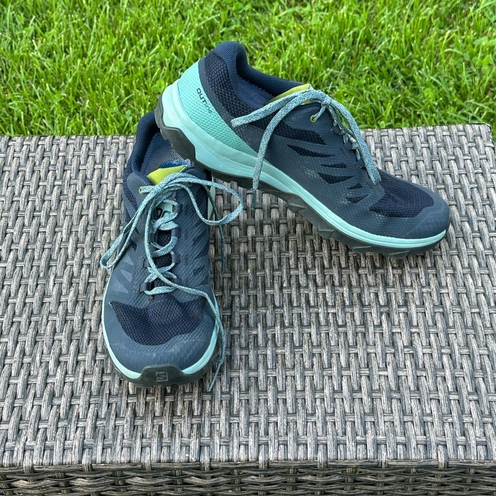 Salomon Blue and Green Sneakers with Contagrip Traction - Picture 2 of 7